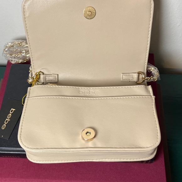 NWT BEBE Sophia Beige Quilted Crossbody City Bag w Gold Chain Strap Y2K 90s 00s - Picture 10 of 12